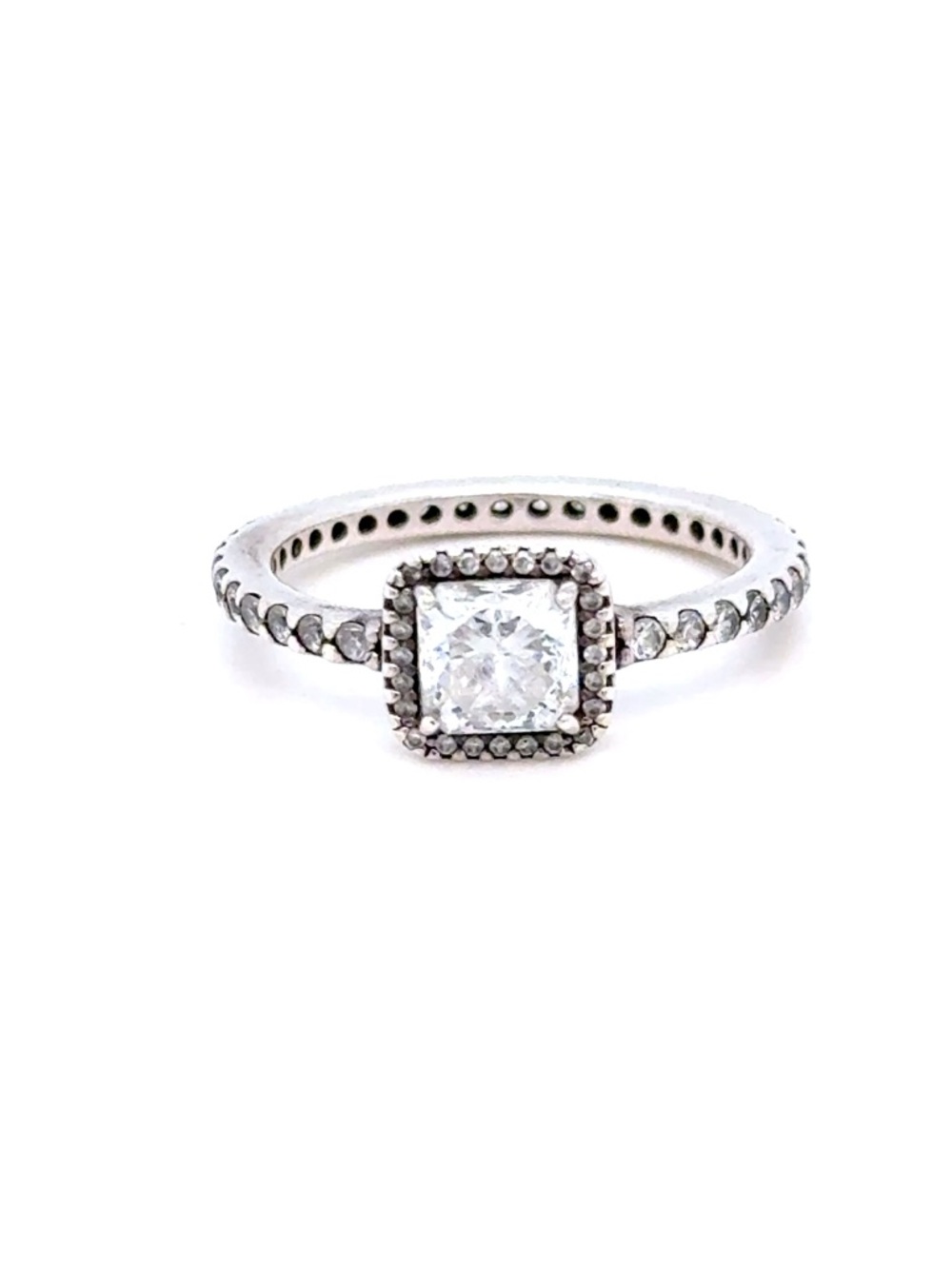 Pandora Square Sparkle Halo CZ Accent Ring